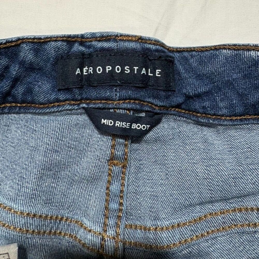Aeropostale Mid Rise Bootcut Jeans Size 10R Medium Wash Blue Denim Stretch 10 - Picture 4 of 15